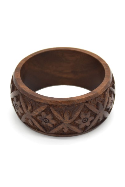 Carving Flowers Wood Bangle Carving Flowers Wood Bangle